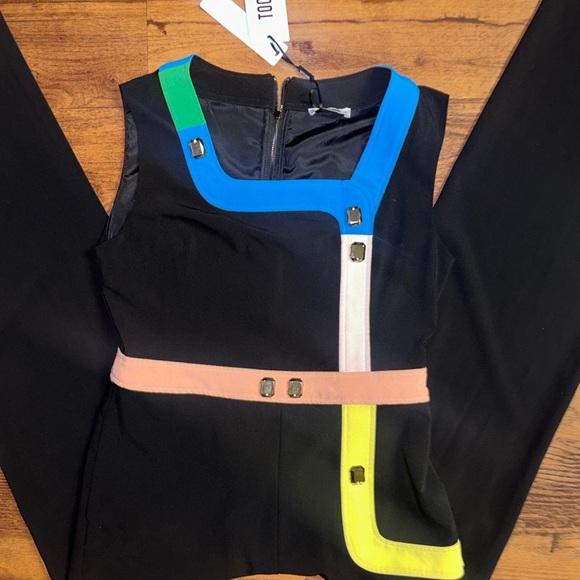 Too Tang • Large • Black W/ Color Block • Bling Diamond Stones • Jumpsuit • New - Picture 5 of 16